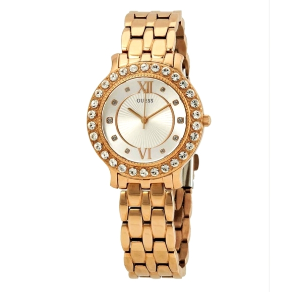 Guess Accessories - Guess Ladies Watch Gold-tone Crystal Silver Dial Rose